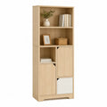 Tall Wooden Storage Cabinet with Shelves Oak Veneer 180cm
