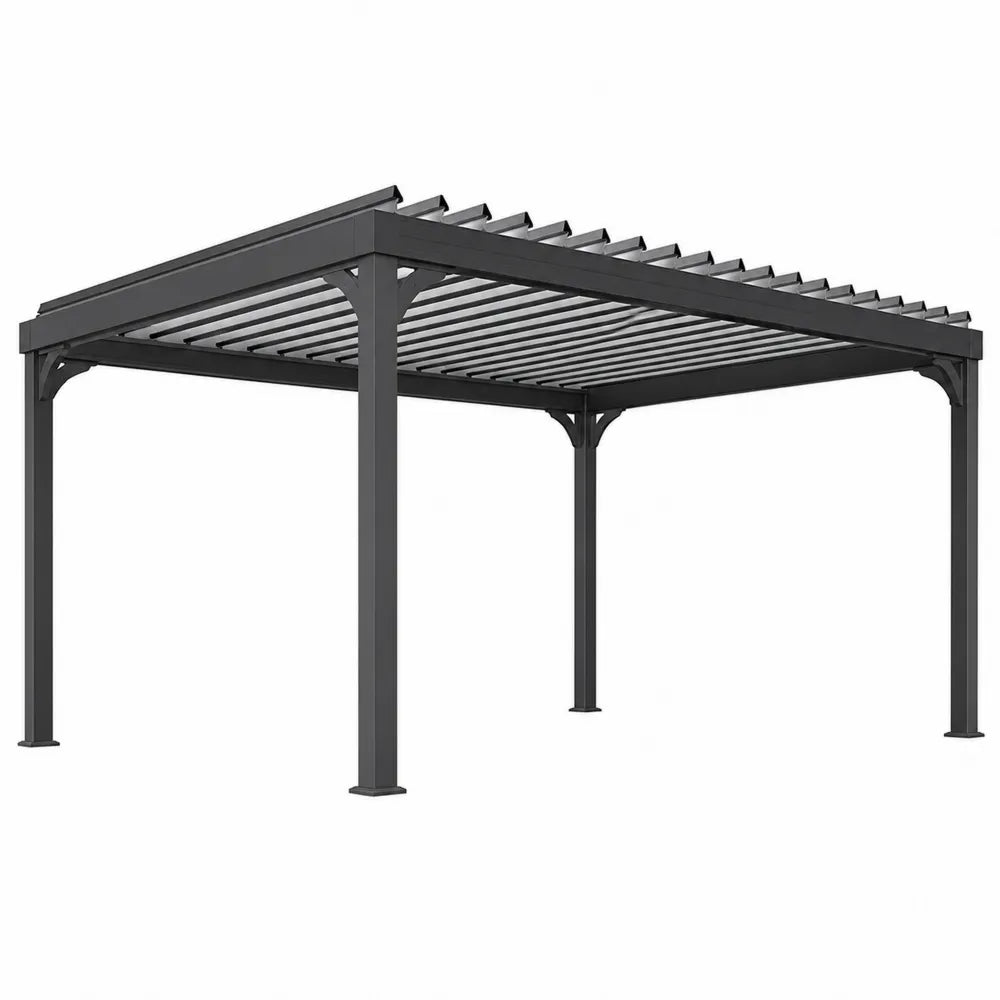 Aluminum Pergola with Adjustable Louvered Roof 300x300x250 cm Dark Gray