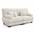 Beige Corduroy Sofa with High-Density Foam