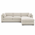 Sectional Sofa with Chaise Polyester Fabric Beige 305x95x85 cm