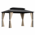 Steel Frame Outdoor Gazebo with Polyester Curtains 12x10 ft
