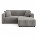 Polyester Fabric Sectional Sofa with Chaise - Gray