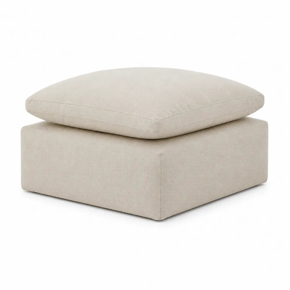 Square Fabric Ottoman Beige 60x60x40 cm