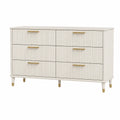 6-Drawer Dresser MDF with Wooden Veneer Cream 140x40x80 cm