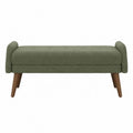 Green Upholstered Bench with Polyester Fabric and Wood Legs