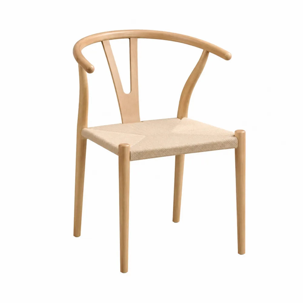 Wood Dining Chair with Woven Cotton Seat