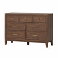 Wooden 7-Drawer Rectangular Dresser with Metal Handles, Brown, 120x45x90 cm