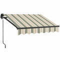 Retractable Awning Polyester Fabric Steel Frame Beige and Green Stripes 300x250 cm
