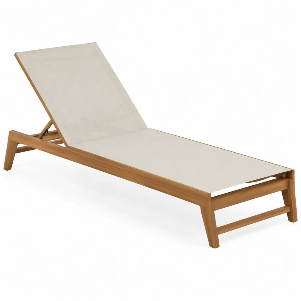 Acacia Wood Outdoor Sun Lounger with Adjustable Backrest