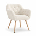 Tufted Accent Armchair Sherpa Upholstery Beige 80cm