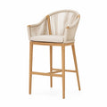 Teak Wood Outdoor Bar Chair with Cushion and Rope Backrest
