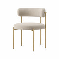 Beige Fabric Upholstered Chair with Metal Frame