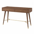 Engineered Wood Desk with Two Drawers and Metal Accents