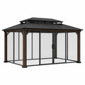 Outdoor Metal and Wood Gazebo with Sliding Doors 12ft x 10ft