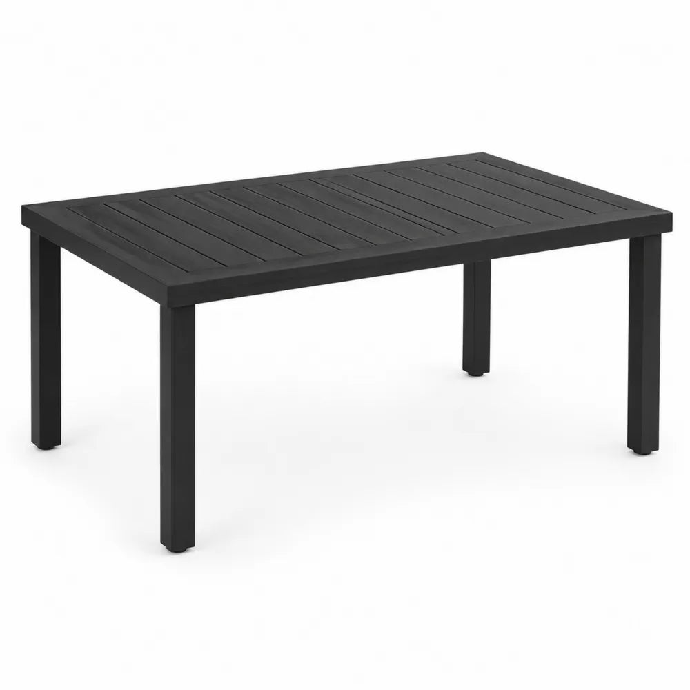 Rectangular Outdoor Aluminum Dining Table Black 150x90x75 cm