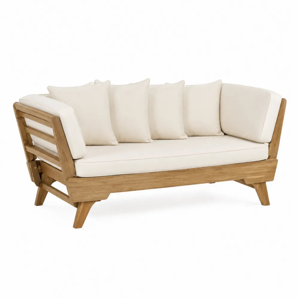 Outdoor Teak Wood Sofa with Polyester Cushions 180cm