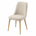 Polyester Upholstered Chair with Oak Wood Legs Beige