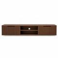 Wood TV Stand with Sliding Doors 70 Inch Brown