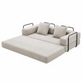 Convertible Sofa Bed Fabric Steel Light Beige 200cm