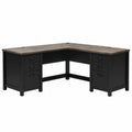 L-Shaped Wood and Metal Desk with Storage