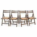 Set of 4 Wooden Folding Chairs with Rattan Seat Brown