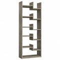 Geometric Wood Bookcase with Multiple Shelves, Gray