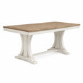 Rectangular Wood Dining Table with Pedestal Base Natural/White