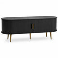 Oval Black Wood TV Stand with Brass Legs 150cm