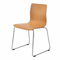Wooden Dining Chair with Chrome-Plated Metal Frame