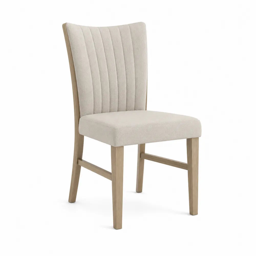 Wood Dining Chair with Beige Polyester Upholstery 85cm